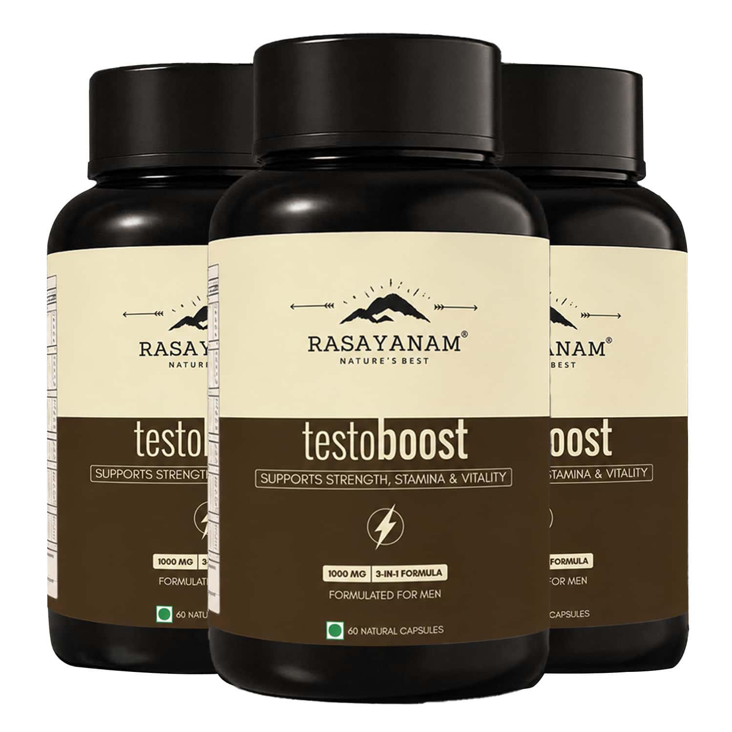Rasayanam Testoboost For Men | Shilajit | Ashwagandha & Safed Musli (180 Capsules | Pack Of 3)