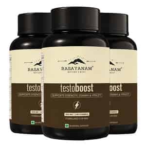 Rasayanam Testoboost For Men | Shilajit | Ashwagandha & Safed Musli (180 Capsules | Pack Of 3)