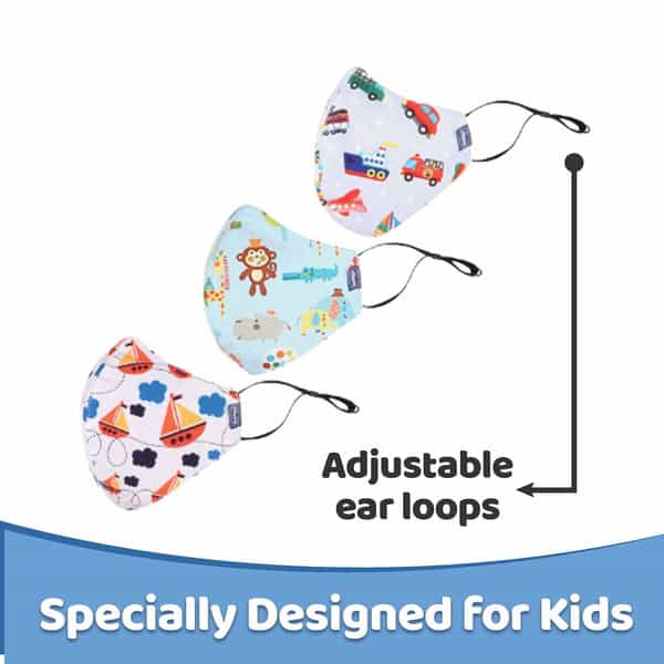 Chicco Comfypro Face Mask|Effective Against 95% Particles|Kids 3-6Y|3Pcs|Car | Jungle | Ship Designs