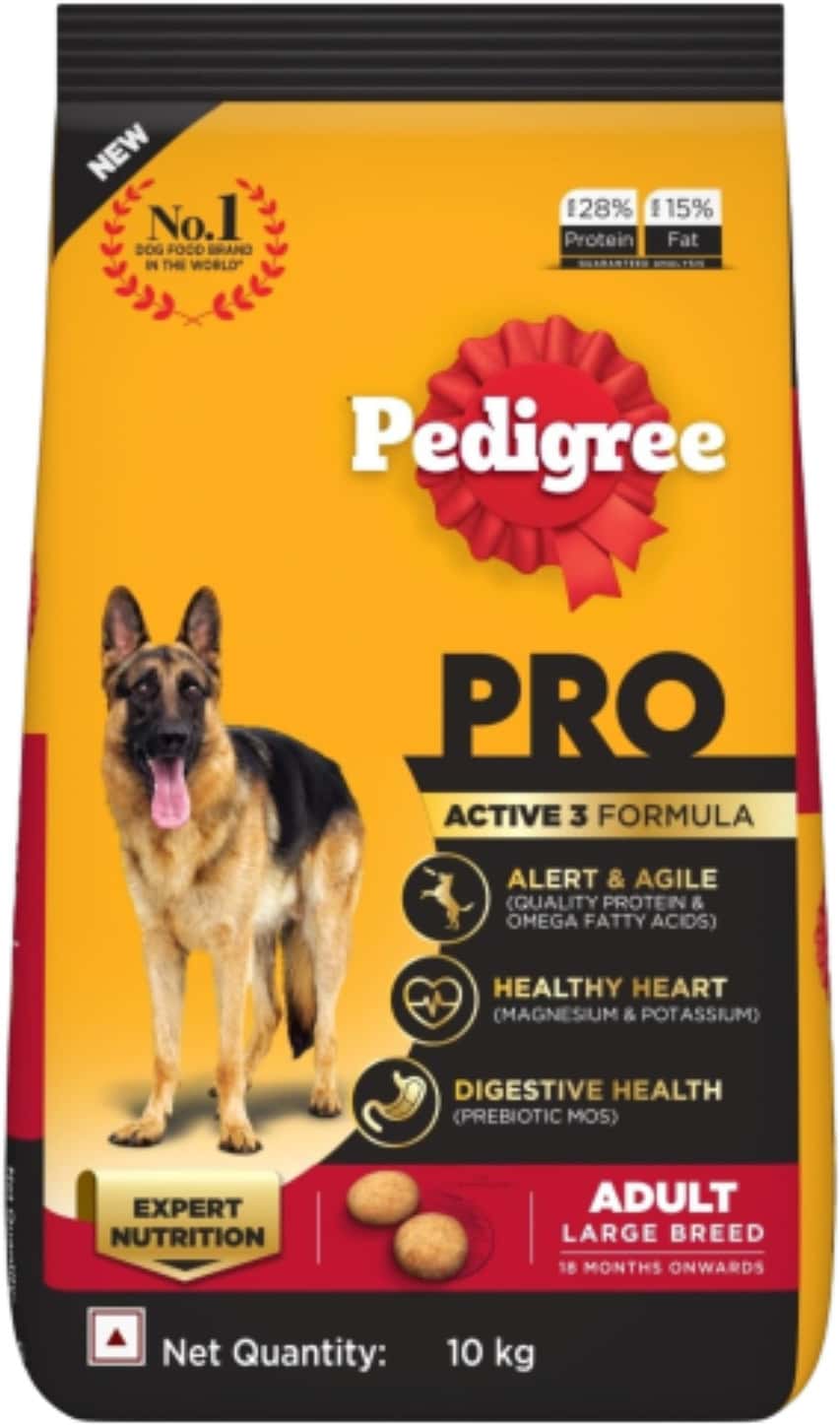 Pedigree Pro Adult Large Breed | 10 Kg Dry Dog Food | Vet Trusted Brand (18 Months Onwards)