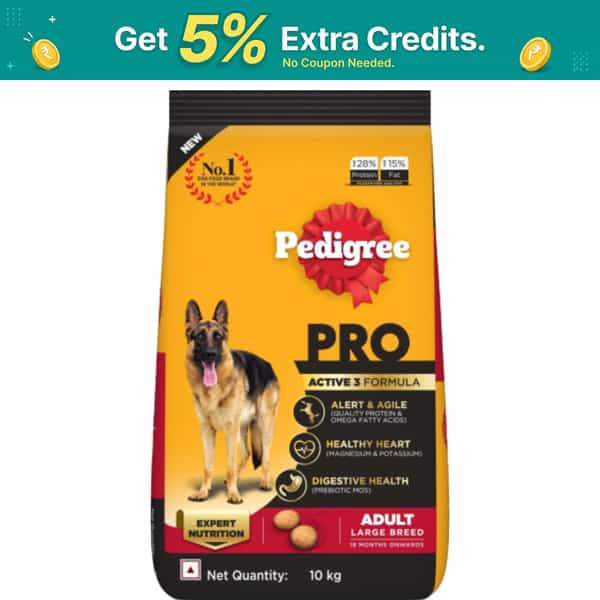 Pedigree Pro Adult Large Breed | 10 Kg Dry Dog Food | Vet Trusted Brand (18 Months Onwards)