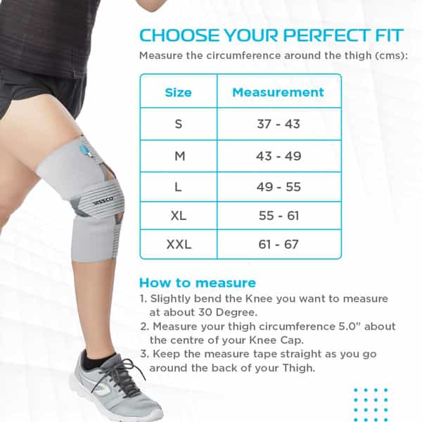 Vissco Knee Wrap With Loop Elastic | Provides Optimum Compression| Xxl - Grey (Single Piece)
