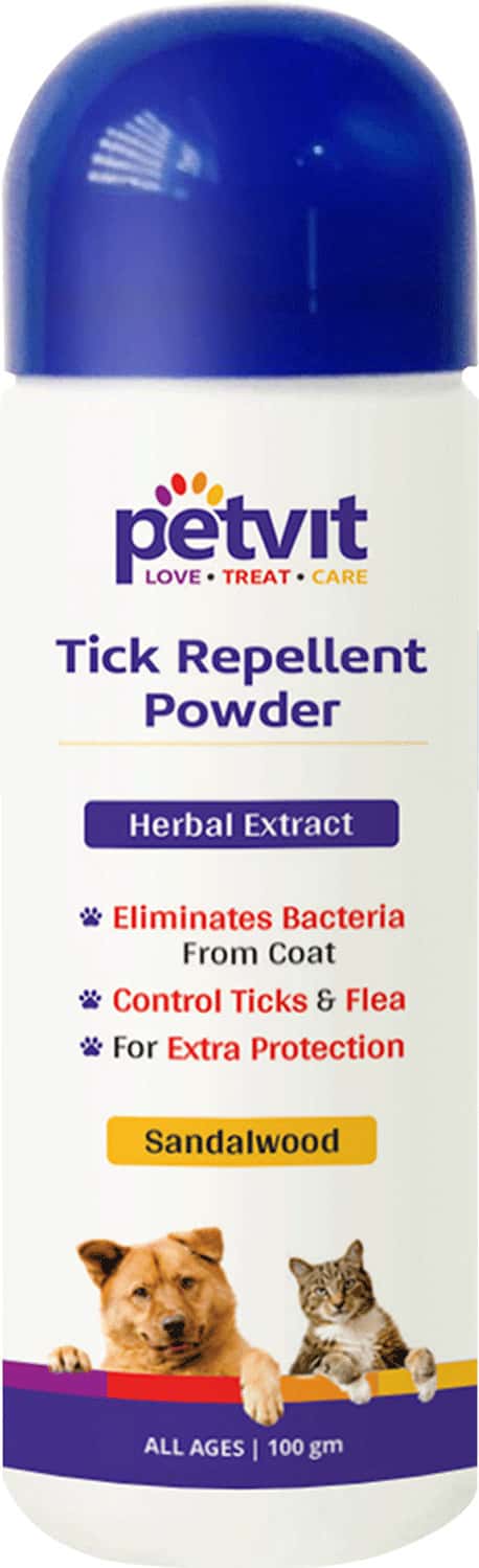 Petvit Tick Repellent Powder Fungal Infection Paraben Free Ph-Balance -For All Breed Dog & Cat-100gm