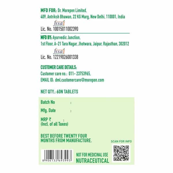 Dr. Morepen Wheat Grass Superfood Tablets 1000Mg - 60 Tablets