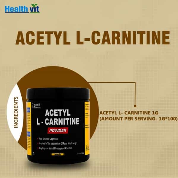 Healthvit Fitness Acetyl L - Carnitine Powder - 100Gm