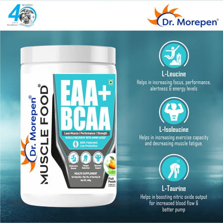 Dr. Morepen Muscle Food Eaa+Bcaa Fruit Punch - 450Gm