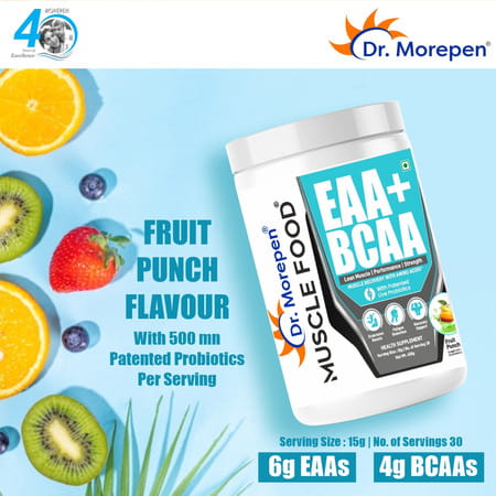 Dr. Morepen Muscle Food Eaa+Bcaa Fruit Punch - 450Gm
