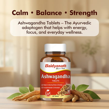 Baidyanath Ayurved Ashwagandha Tablets 60S | General Wellness Support
