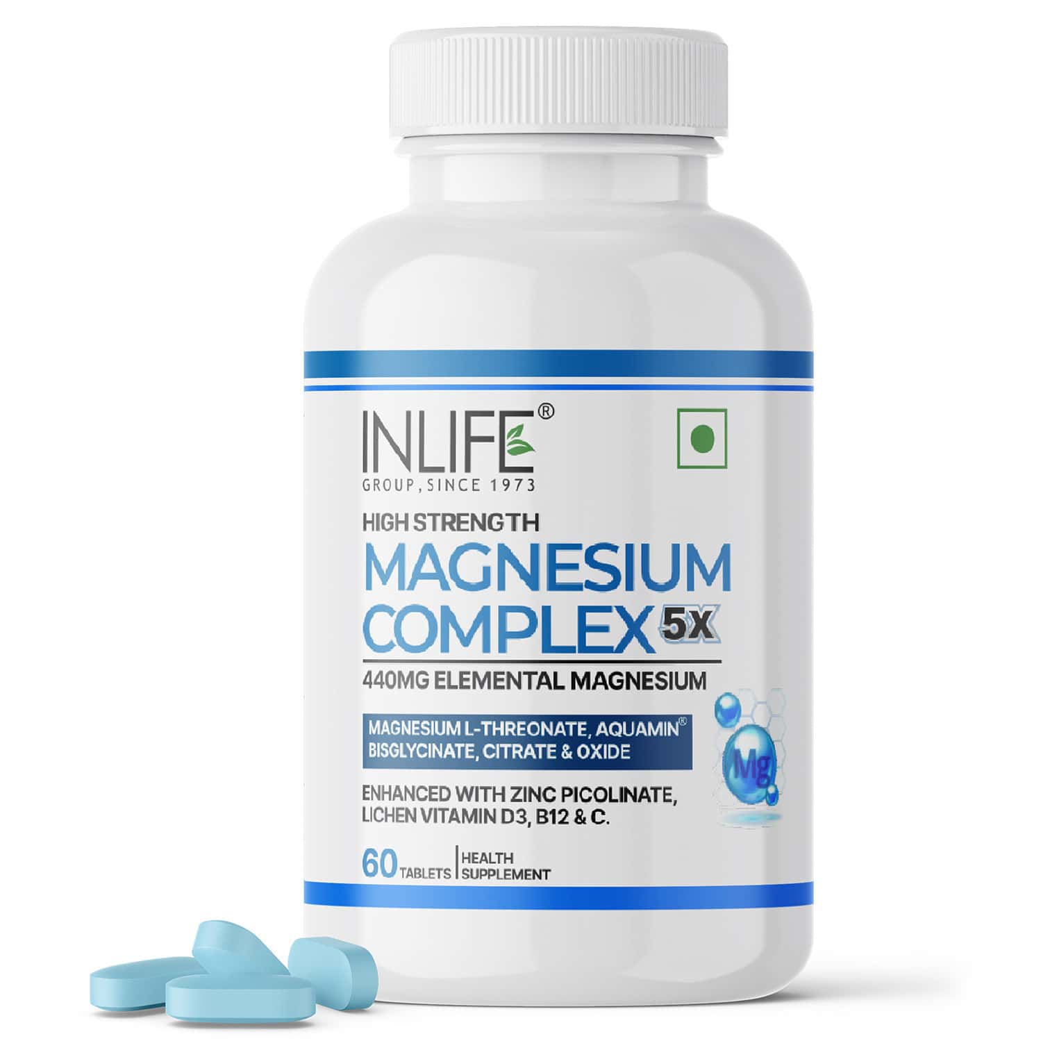Inlife Magnesium Supplement 2000mg | For Sleep Focus Muscles Immunity - 60 Tablets