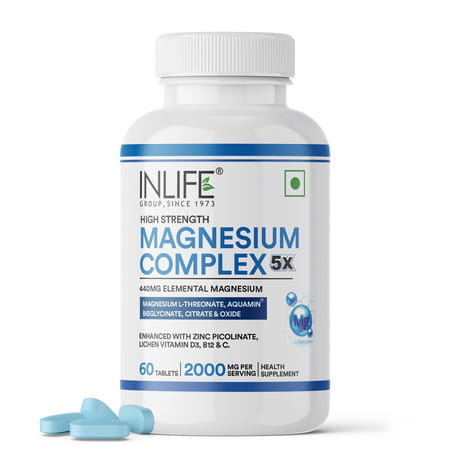 Inlife Magnesium Supplement 2000mg | For Sleep Focus Muscles Immunity - 60 Tablets