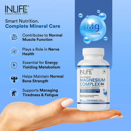 Inlife Magnesium Supplement 2000mg | For Sleep Focus Muscles Immunity - 60 Tablets