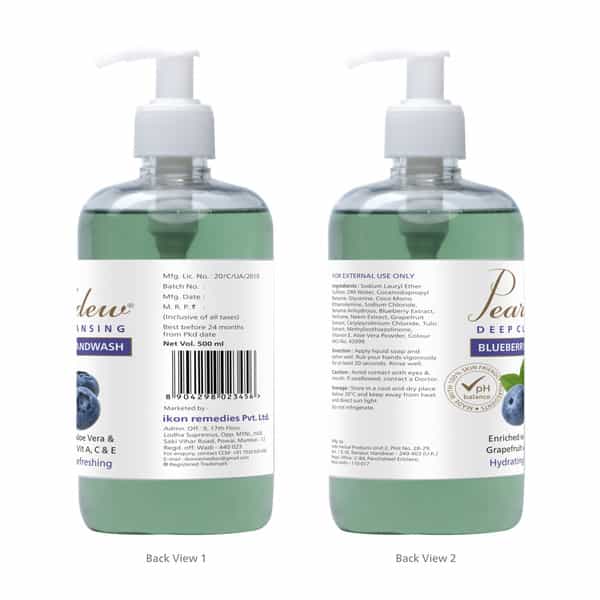 Pearldew Deep Cleansing Blueberry Hand Wash 500 Ml | Neem & Tulsi (Pack Of 1)