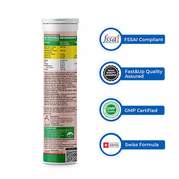 Fast&Up Apple Cider Vinegar Effervescent Tablets | Acv With Mother | Vitamin B6 | B12 (15 Tablets)