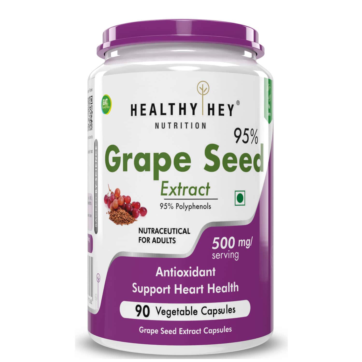 Healthyhey Nutrition Grape Seed Extract | Maximum Strength | 90 Veg. Caps