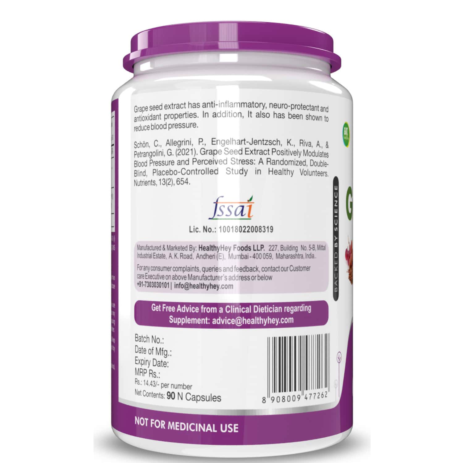 Buy HEALTHYHEY NUTRITION GRAPE SEED EXTRACT MAXIMUM STRENGTH 90 VEG. CAPS Online & Get Upto