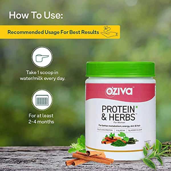 Oziva Protein & Herbs Women Chocolate (1Kg + Black Shaker) | For Weight Control