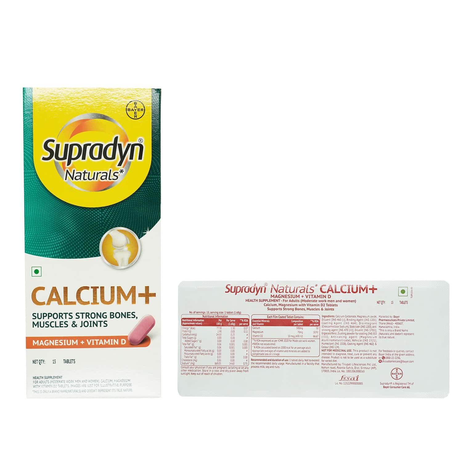 Supradyn Naturals Calcium+ Magnesium & Vitamin D Strip Of 15 Tablets