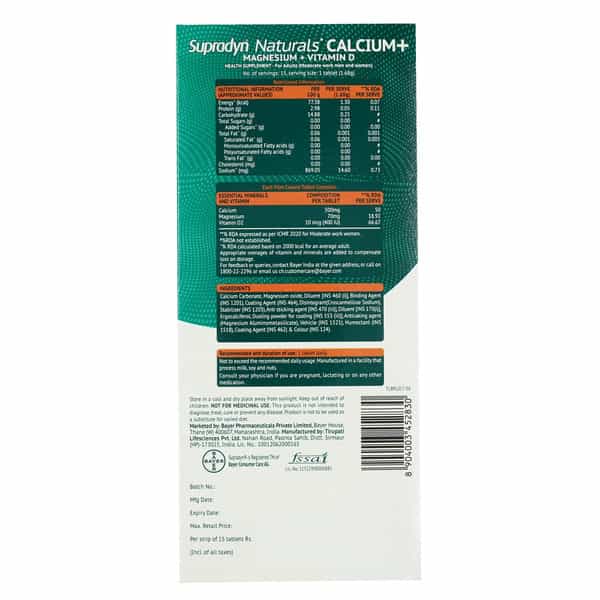 Supradyn Naturals Calcium+ Magnesium & Vitamin D Strip Of 15 Tablets