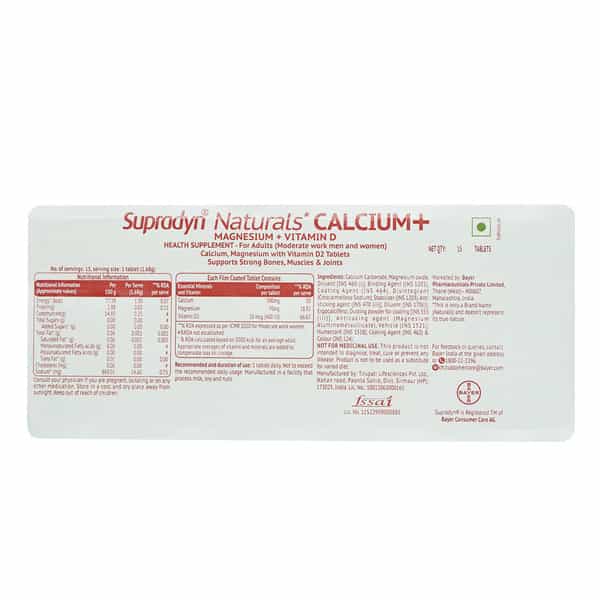 Supradyn Naturals Calcium+ Magnesium & Vitamin D Strip Of 15 Tablets