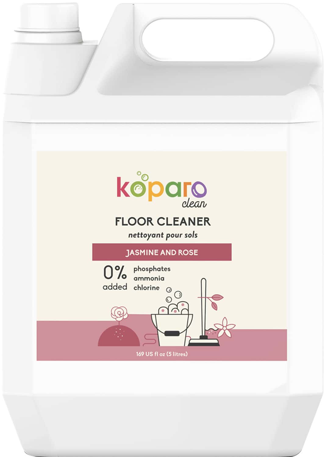 Koparo Floor Cleaner Natural Disinfectant Kids Friendly Fragrance Jasmine & Rose-5 Liters Pack Of 1