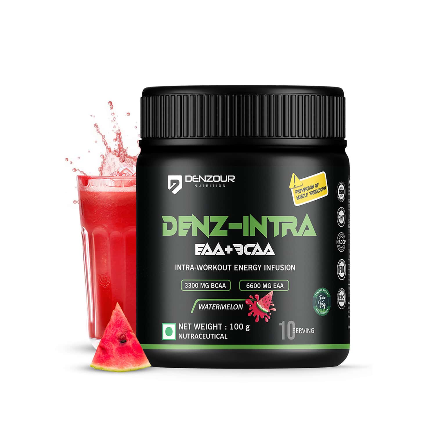 Denzour Nutrition Denz - Intra Workout Powder | Muscle Pump For Men And Women (100 G | Watermelon)