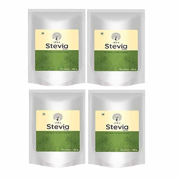 Idika Stevia 250 Gram Diabetic Frendly 100% Natural Zero Calorie Sugar-Free Sweetener ( Pack Of 4)