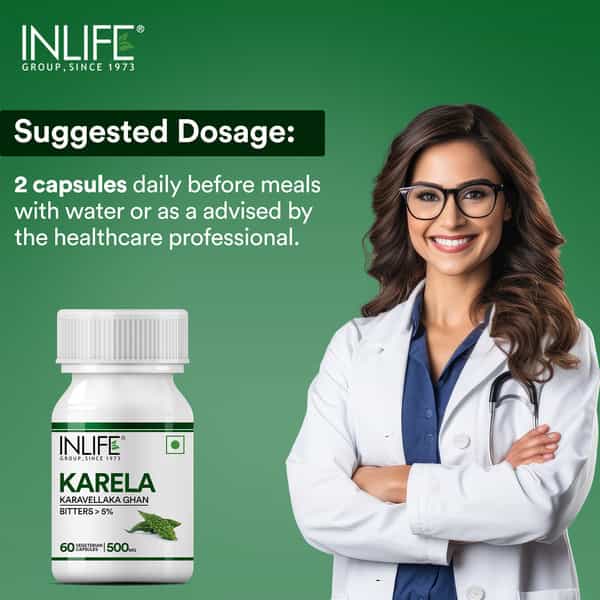 Inlife Karela Extract Supplement Tablet 500 Mg - 60 Vegetarian Capsules