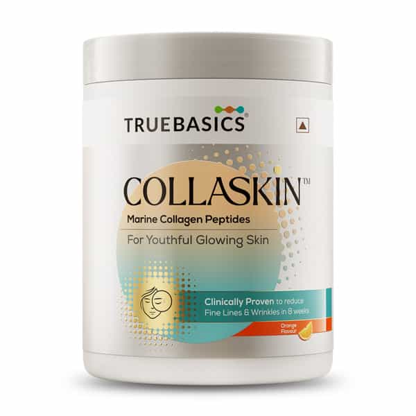 Truebasics Collaskin | Marine Collagen Peptides For Youthful Glowing Skin | Orange | 200 G