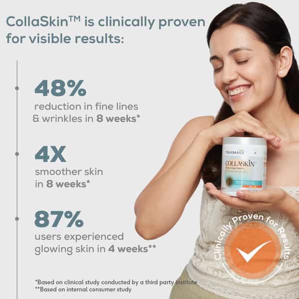 Truebasics Collaskin | Marine Collagen Peptides For Youthful Glowing Skin | Orange | 200 G