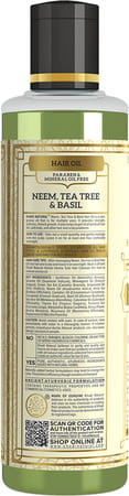 Khadi Natural Neem Teatree & Basil Hair Oil Paraben Mineral Oil Free 210 Ml