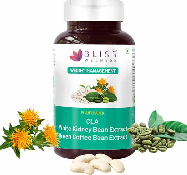 Bliss Welness Cla White Kidney Bean Green Coffee Bean For Weight Management Supplement| 60 Capsules