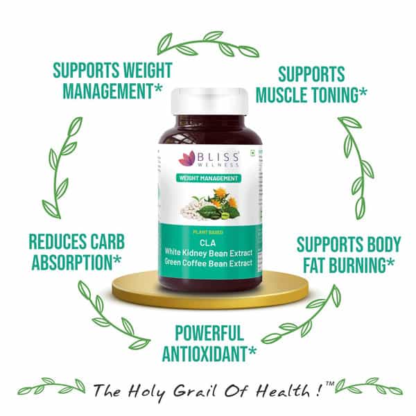 Bliss Welness Cla White Kidney Bean Green Coffee Bean For Weight Management Supplement| 60 Capsules
