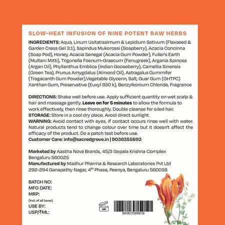 Sacred Grove 100% Raw Herb Gentle Hair Cleanser (Non-Lather) - 250 Ml