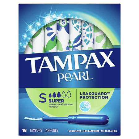 Tampax Pearl Super Plastic | Unscented Tampons 18 Counts