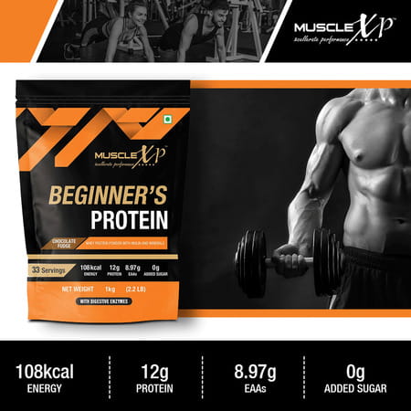 Musclexp Beginner'S Protein Chocolate Fudge 1kg Pouch (2.2 Lb) X Pack Of 3