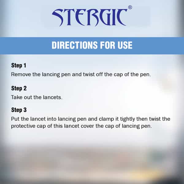 Stergic High Quality Blood Lancets For Glucose Testing Ultra-Thin Needle & Universal Round Shape
