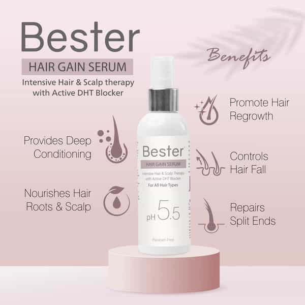 Bester Hair Gain Serum 100 Ml | For All Hair Types | Paraben Free (Pack Of 2)