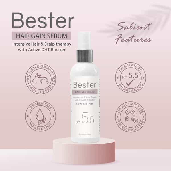 Bester Hair Gain Serum 100 Ml | For All Hair Types | Paraben Free (Pack Of 2)