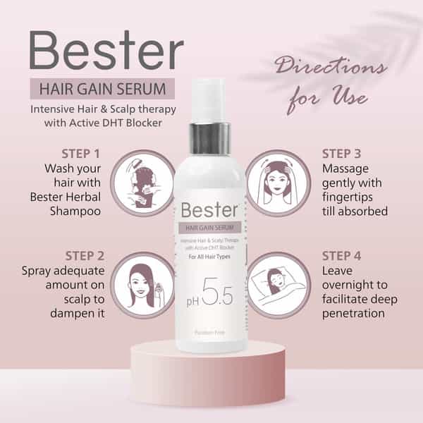 Bester Hair Gain Serum 100 Ml | For All Hair Types | Paraben Free (Pack Of 2)