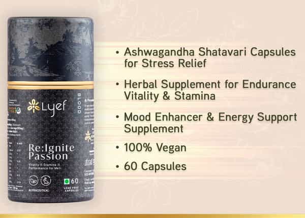 Lyef Reignite Passion (Ayurveda Supplements For Men | Ayurveda Supplements 100% Vegan)