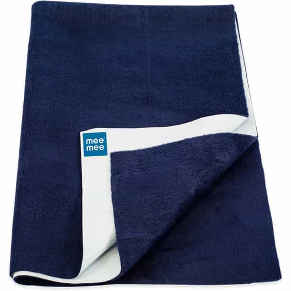 Meemee Cotton Baby Bed Protecting Mat (Navy Blue | Large)
