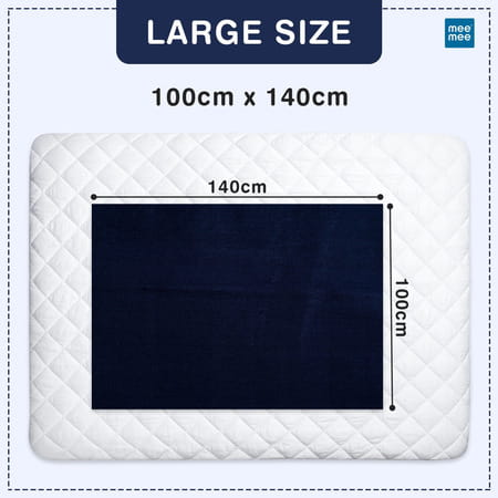 Meemee Cotton Baby Bed Protecting Mat (Navy Blue | Large)