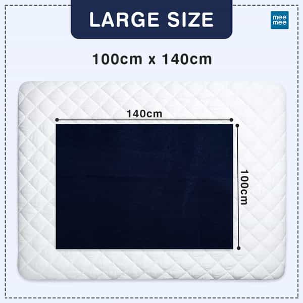Meemee Cotton Baby Bed Protecting Mat (Navy Blue | Large)