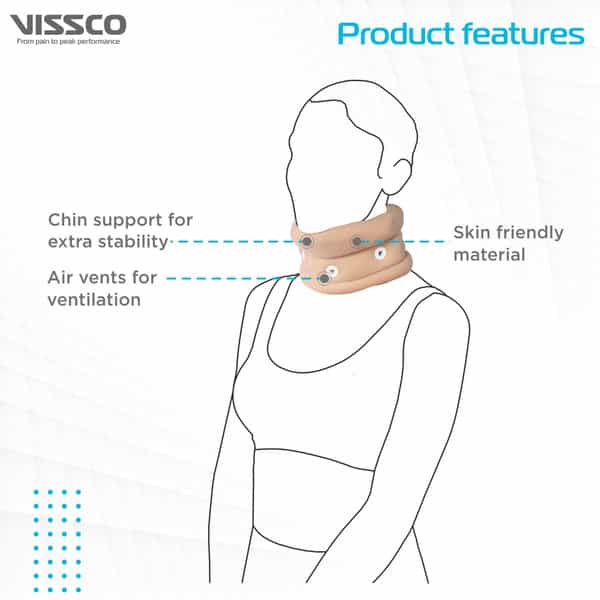 Vissco Cervical Collar With Chin Support | With Moderate Support & Stability To The Neck-Medium