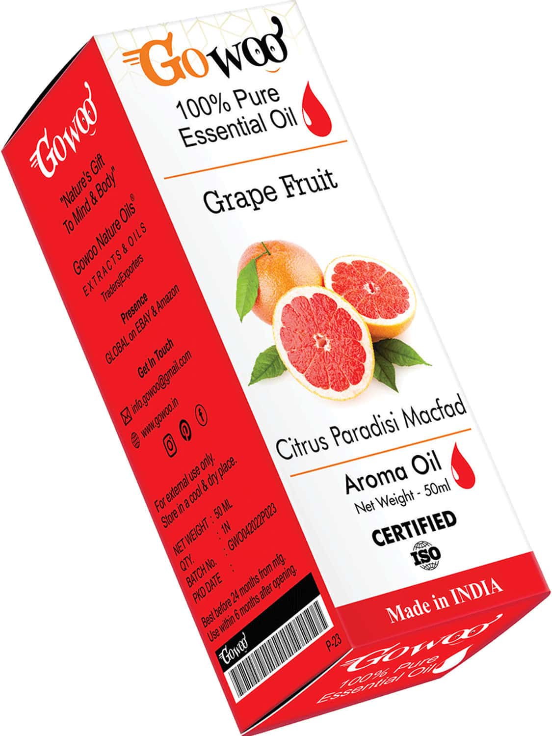 Buy GO WOO 100 PURE GRAPEFRUIT OIL VIRGIN & UNDILUTED 50 ML Online