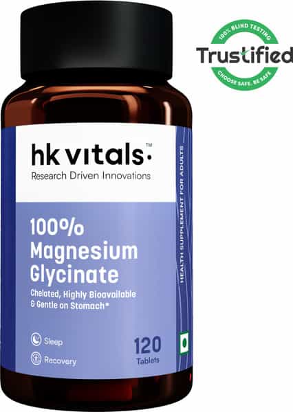 Hk Vitals 100% Magnesium Glycinate 1880Mg | 120 Tablets | Supports Better Sleep Quality