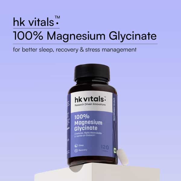 Hk Vitals 100% Magnesium Glycinate 1880Mg | 120 Tablets | Supports Better Sleep Quality