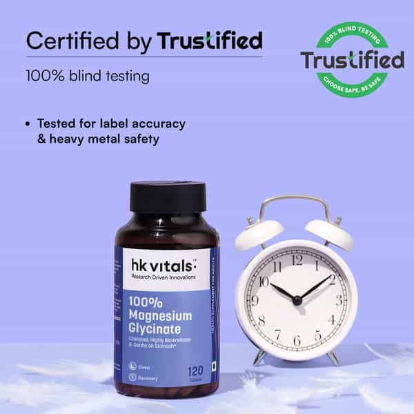 Hk Vitals 100% Magnesium Glycinate 1880Mg | 120 Tablets | Supports Better Sleep Quality