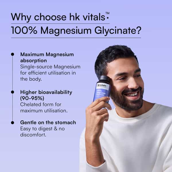 Hk Vitals 100% Magnesium Glycinate 1880Mg | 120 Tablets | Supports Better Sleep Quality