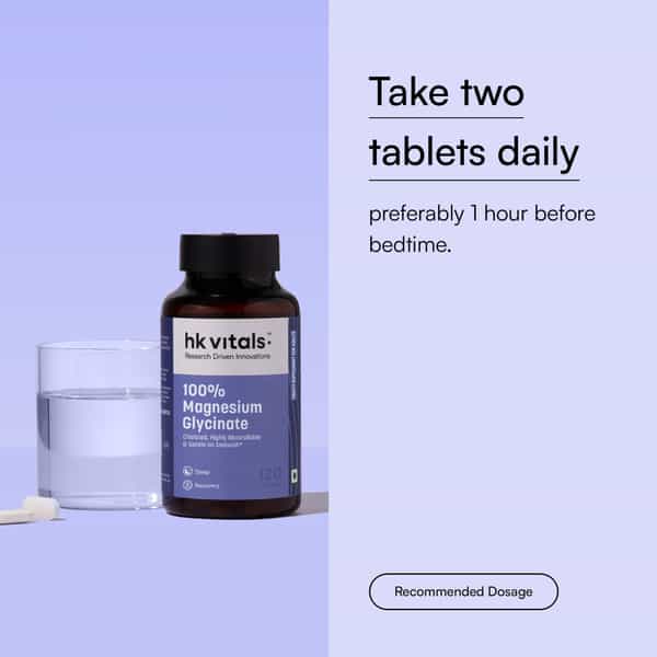 Hk Vitals 100% Magnesium Glycinate 1880Mg | 120 Tablets | Supports Better Sleep Quality